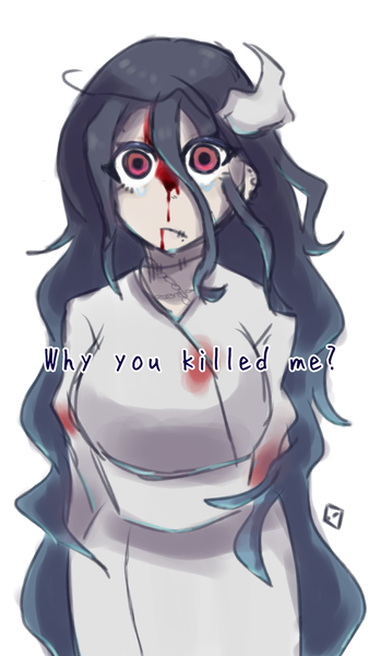 Size: 720x1280 | Tagged: semi-grimdark, artist:metaruscarlet, derpibooru import, oc, oc:keiko (ghost), unofficial characters only, ghost, human, undead, bleeding, blood, clothes, crying, dress, ear piercing, earring, humanized, humanized oc, image, jewelry, kimono (clothing), lip piercing, piercing, png, scar, simple background, solo, stitches, white background