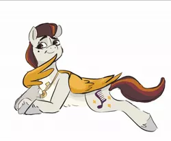 Size: 1997x1643 | Tagged: safe, artist:mayugraffiti, derpibooru import, pegasus, pony, g5, image, jewelry, jpeg, lying down, male, necklace, prone, rocky (g5), simple background, solo, stallion, white background, wings