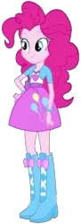 Size: 640x1753 | Tagged: safe, artist:rupahrusyaidi, derpibooru import, pinkie pie, equestria girls, background removed, boots, clothes, hand on hip, high heel boots, image, jacket, png, shirt, shoes, simple background, skirt, solo, transparent background