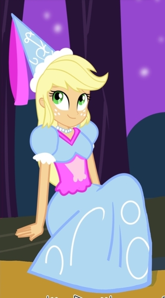 Size: 600x1083 | Tagged: safe, artist:succubi samus, derpibooru import, edit, edited screencap, screencap, applejack, equestria girls, look before you sleep, applejack also dresses in style, bush, clothes, cute, dress, froufrou glittery lacy outfit, happy, hat, hennin, image, jewelry, jpeg, necklace, pretty, princess, princess applejack, smiling, stars, tree