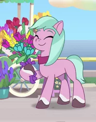 Size: 1536x1944 | Tagged: safe, derpibooru import, screencap, pony, my little pony: tell your tale, spoiler:g5, spoiler:my little pony: tell your tale, spoiler:tyts01e16, dahlia, female, flower, g5, happy, image, mare, neighfever, png, solo