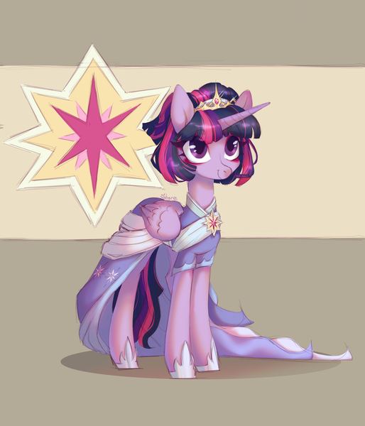 Size: 1800x2100 | Tagged: safe, artist:shore2020, derpibooru import, twilight sparkle, twilight sparkle (alicorn), alicorn, pony, the last problem, clothes, coronation dress, crown, dress, eyebrows, eyebrows visible through hair, female, hoof shoes, image, jewelry, mare, png, regalia, second coronation dress, shoes, solo