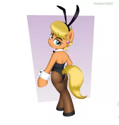 Size: 1280x1347 | Tagged: suggestive, artist:vinilyart, derpibooru import, ms. harshwhinny, bunny suit, butt, clothes, image, jpeg, looking at you, looking back, looking back at you, playboy bunny, plot, standing on two hooves, unimpressed