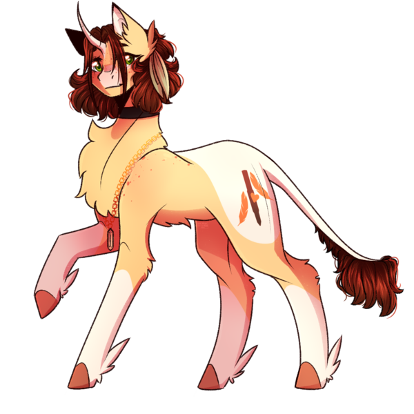 Size: 1072x1072 | Tagged: safe, artist:kat-the-true-kitkat, derpibooru import, oc, unofficial characters only, pony, unicorn, chest fluff, choker, female, horn, image, leonine tail, mare, png, raised hoof, simple background, smiling, solo, tail, transparent background, unicorn oc