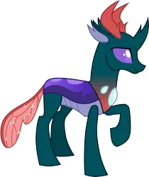 Size: 3000x3563 | Tagged: safe, artist:cloudyglow, derpibooru import, pharynx, changedling, changeling, to change a changeling, .ai available, image, male, png, raised hoof, simple background, solo, transparent background, vector