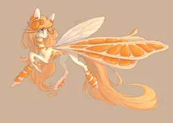 Size: 2100x1500 | Tagged: safe, artist:shore2020, derpibooru import, oc, unofficial characters only, fairy, fairy pony, original species, pony, butterfly wings, food, image, orange, png, solo, wings