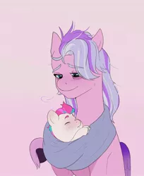 Size: 1382x1692 | Tagged: safe, artist:aztrial, derpibooru import, queen haven, zipp storm, pegasus, pony, adorazipp, baby, baby carrier, baby pony, bags under eyes, cute, daaaaaaaaaaaw, duo, female, filly, filly zipp storm, foal, folded wings, g5, image, jpeg, looking at someone, looking down, mare, messy mane, mother and child, mother and daughter, simple background, sleeping, smiling, three quarter view, tired, unshorn fetlocks, white background, wings, younger