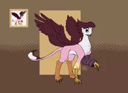 Size: 2200x1600 | Tagged: safe, craiyon, dall·e mini, derpibooru import, machine learning generated, oc, unnamed oc, gryphon, abstract background, bracelet, clothes, female, gem, griffon oc, image, jewelry, leg warmers, neural network, png, redraw, solo
