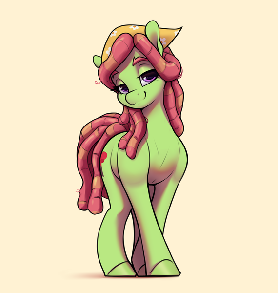 Size: 2524x2656 | Tagged: safe, artist:aquaticvibes, derpibooru import, tree hugger, earth pony, pony, image, lidded eyes, looking at you, png, smiling, solo