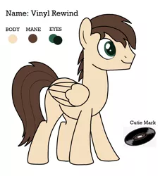 Size: 1430x1530 | Tagged: safe, derpibooru import, oc, oc:vinyl rewind, unofficial characters only, pegasus, pony, image, pegasus oc, png, record, reference sheet, wings