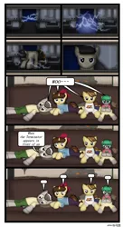 Size: 1080x1980 | Tagged: safe, artist:99999999000, derpibooru import, oc, oc:benan, oc:li anna, oc:mar baolin, oc:zhang cathy, unofficial characters only, pony, comic, couch, female, filly, foal, image, png, t-800, television, terminator, terminator 2