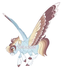 Size: 3400x3800 | Tagged: safe, artist:gigason, derpibooru import, oc, oc:joan, pegasus, pony, colored wings, female, image, magical lesbian spawn, mare, multicolored wings, obtrusive watermark, offspring, parent:daring do, parent:rainbow dash, parents:daringdash, png, simple background, solo, transparent background, watermark, wings