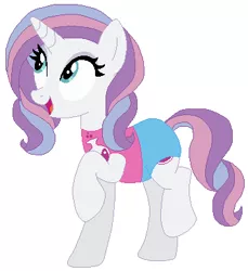 Size: 357x389 | Tagged: safe, artist:4swords4ever, artist:selenaede, artist:user15432, derpibooru import, potion nova, pony, unicorn, my little pony: pony life, base used, clothes, cutie mark, cutie mark on clothes, g4, g4.5 to g4, generation leap, image, leotard, olympics, open mouth, png, raised hoof, simple background, sports, sports outfit, sporty style, swimsuit, white background