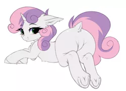 Size: 3000x2180 | Tagged: safe, artist:pesty_skillengton, derpibooru import, sweetie belle, pony, unicorn, ass, butt, canon, dock, female, image, mare, plot, png, simple background, solo, sweetie butt, tail, tail aside, white background