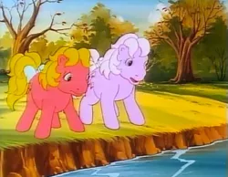 Size: 561x436 | Tagged: safe, derpibooru import, screencap, baby lickety split, baby shady, earth pony, pony, my little pony 'n friends, pony puppy, baby, baby licketybetes, baby ponies, baby pony, cute, duo, female, filly, foal, g1, image, jpeg
