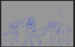 Size: 668x414 | Tagged: safe, artist:brainiac, derpibooru import, oc, oc:brainiac, oc:pepper, oc:whiskey lullaby, cat, cat pony, earth pony, kirin, original species, pony, brainiacs sketchbook (set), female, g5 style, image, mare, png