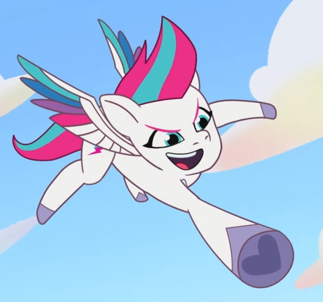 Size: 1206x1129 | Tagged: safe, derpibooru import, screencap, zipp storm, pegasus, pony, my little pony: tell your tale, spoiler:g5, spoiler:my little pony: tell your tale, spoiler:tyts01e18, cropped, female, flying, g5, heart, heart hoof, image, jpeg, mare, on your cutie marks, open mouth, solo