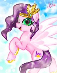 Size: 401x512 | Tagged: safe, artist:alicedrawing13, derpibooru import, pipp petals, pegasus, pony, female, g5, image, jpeg, mare, one eye closed, open mouth, solo, spread wings, wings