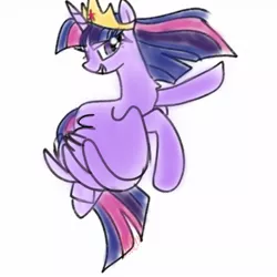 Size: 1280x1280 | Tagged: safe, artist:alicedrawing13, derpibooru import, twilight sparkle, twilight sparkle (alicorn), alicorn, pony, female, flying, horn, image, jewelry, jpeg, mare, regalia, simple background, solo, white background, wings