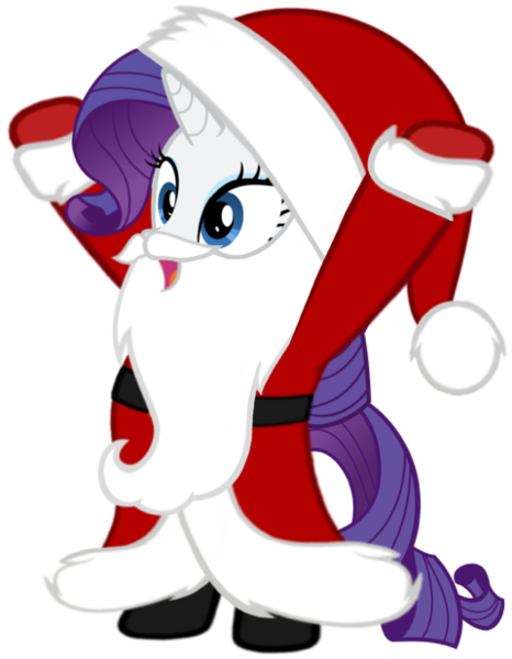 Size: 480x618 | Tagged: artist needed, safe, derpibooru import, rarity, pony, unicorn, beard, belt, bipedal, boots, christmas, clothes, coat, costume, fake beard, female, gloves, hat, holiday, horn, image, mare, open mouth, png, santa beard, santa claus, santa costume, santa hat, shoes, simple background, solo, standing, transparent background, vector