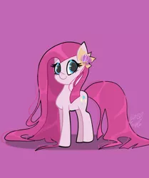 Size: 1714x2048 | Tagged: safe, artist:alicedrawing13, derpibooru import, pinkie pie, earth pony, pony, female, image, jpeg, looking at you, mare, pinkamena diane pie, purple background, simple background, solo