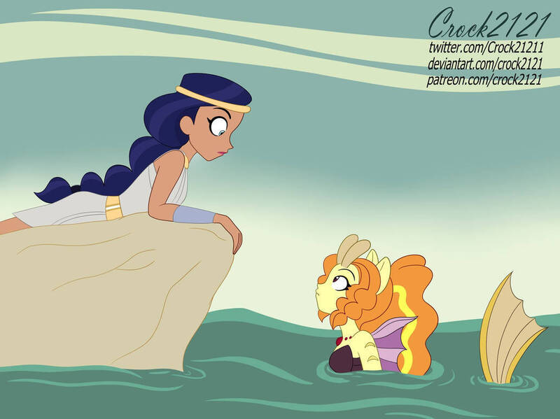 Size: 1033x773 | Tagged: safe, artist:crock2121, derpibooru import, adagio dazzle, mermaid, equestria girls, amazon, amazonian, crossover, dc comics, dc superhero girls, diana prince, duo, duo female, female, image, jpeg, ocean, scythian, water, wonder woman