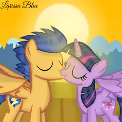 Size: 900x900 | Tagged: safe, artist:mlplary6, derpibooru import, flash sentry, twilight sparkle, twilight sparkle (alicorn), alicorn, pegasus, pony, eyes closed, female, flashlight, image, kissing, male, mare, mountain, png, shipping, stallion, straight, sunrise