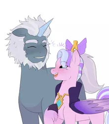 Size: 1814x2048 | Tagged: safe, artist:aztrial, derpibooru import, queen haven, pegasus, pony, unicorn, alphabittle blossomforth, alphahaven, crown, duo, duo male and female, female, g5, image, jewelry, male, mare, png, regalia, shipping, stallion, straight