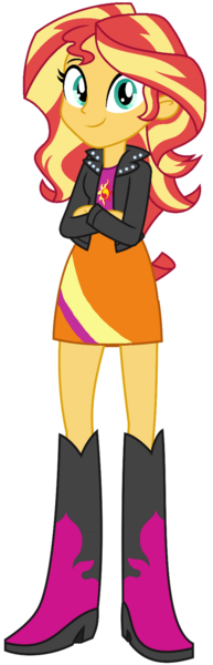 Size: 507x1575 | Tagged: safe, artist:rupahrusyaidi, sunset shimmer, equestria girls, boots, clothes, high heel boots, image, jacket, png, shirt, shoes, skirt, solo