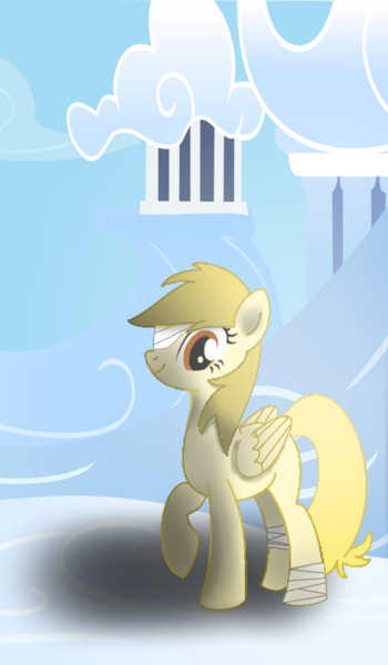 Size: 474x812 | Tagged: safe, artist:abzx, derpibooru import, bandage pony, oc, oc:oliver, original species, pegasus, pony, bandage, bandaged leg, image, png, solo