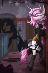 Size: 2300x3500 | Tagged: safe, artist:greenmaneheart, derpibooru import, oc, oc:fuzzy dreams, pony, unicorn, bipedal, bipedal leaning, clothes, female, image, leaning, mare, png, solo