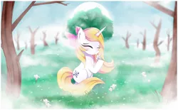 Size: 6695x4142 | Tagged: safe, artist:nnaly, derpibooru import, oc, oc:reverie, unofficial characters only, pony, unicorn, absurd resolution, bow, eyes closed, female, flower, fog, hair bow, image, mare, meadow, outdoors, png, solo