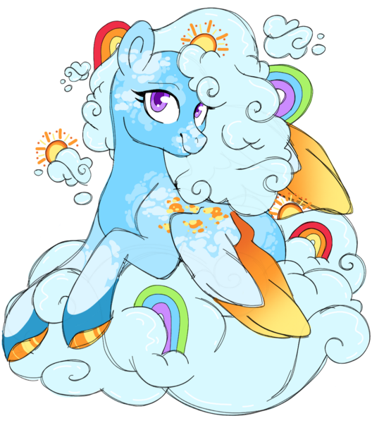 Size: 1024x1163 | Tagged: safe, artist:ninjagobrony287, derpibooru import, oc, oc:cloudy colors, unofficial characters only, pegasus, pony, cloud, coat markings, colored wings, female, gradient wings, image, lying down, lying on a cloud, magical lesbian spawn, mare, offspring, on a cloud, parent:princess celestia, parent:rainbow dash, parents:dashlestia, png, simple background, smiling, solo, transparent background, wings
