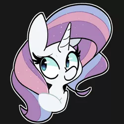 Size: 1500x1500 | Tagged: safe, artist:kindakismet, derpibooru import, potion nova, pony, unicorn, black background, bust, female, horn, image, jpeg, mare, outline, simple background, solo