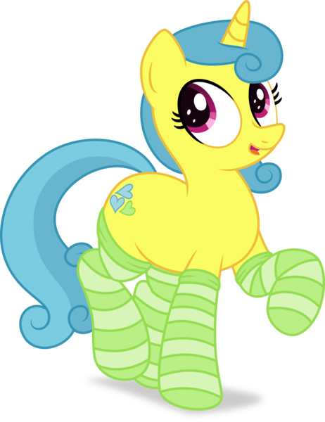 Size: 2539x3294 | Tagged: safe, artist:an-tonio, artist:thatusualguy06, derpibooru import, lemon hearts, pony, unicorn, .svg available, clothes, female, high res, horn, image, mare, png, simple background, socks, solo, striped socks, transparent background, vector