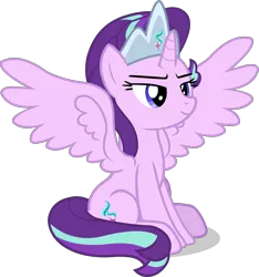 Size: 4210x4502 | Tagged: safe, artist:duskyzombie, derpibooru import, starlight glimmer, alicorn, pony, absurd resolution, alicornified, crown, derpibooru exclusive, image, jewelry, link in description, png, race swap, regalia, simple background, smug, solo, spread wings, starlicorn, transparent background, vector, wings, xk-class end-of-the-world scenario, youtube link, youtube link in the description