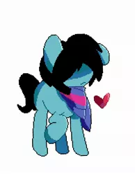 Size: 1676x2162 | Tagged: safe, artist:kindakismet, derpibooru import, ponified, earth pony, pony, deltarune, heart, image, jpeg, kris (deltarune), pixel art, raised hoof, simple background, white background