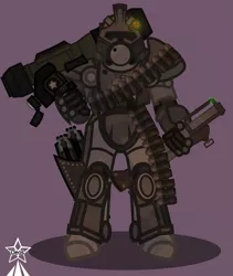 Size: 4245x5021 | Tagged: safe, artist:devorierdeos, derpibooru import, oc, oc:steelhooves, unofficial characters only, ghoul, undead, fallout equestria, equestria girls, armor, grenade launcher, heavy weapons guy, image, m79, png, power armor, rocket launcher, simple background, steel ranger, weapon