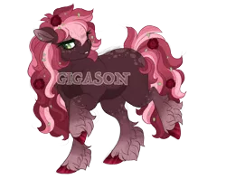 Size: 2900x2300 | Tagged: safe, artist:gigason, derpibooru import, oc, oc:coffea carnation, earth pony, pony, female, image, magical lesbian spawn, mare, obtrusive watermark, offspring, parent:minty mocha, parent:roseluck, png, simple background, solo, transparent background, watermark