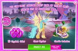 Size: 1038x684 | Tagged: safe, derpibooru import, official, princess skystar, classical hippogriff, hippogriff, my little pony: the movie, advertisement, bat wings, costs real money, female, gameloft, image, png, solo, wings