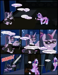 Size: 1042x1358 | Tagged: safe, artist:dendoctor, derpibooru import, mean twilight sparkle, princess twilight 2.0, twilight sparkle, twilight sparkle (alicorn), alicorn, pony, comic:clone.., the last problem, alternate universe, bang, clone, clothes, comic, computer, countdown, crying, detonator, female, g4, glasses, gun, image, jpeg, laptop computer, older, older twilight, self paradox, self ponidox, weapon, wing hands, wings