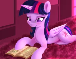 Size: 1920x1480 | Tagged: safe, artist:darksly, derpibooru import, twilight sparkle, twilight sparkle (alicorn), alicorn, pony, atg 2022, book, carpet, cute, female, image, jpeg, mare, newbie artist training grounds, reading, solo, twiabetes