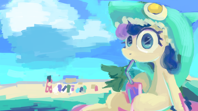 Size: 1920x1080 | Tagged: artist needed, source needed, safe, derpibooru import, bon bon, lyra heartstrings, sweetie drops, earth pony, pony, shark, alcohol, beach, cloud, cocktail, drink, drinking, drinking straw, female, image, inflatable toy, mare, png, water