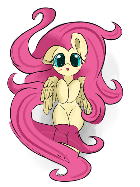 Size: 2250x3000 | Tagged: safe, artist:hisp, derpibooru import, fluttershy, pegasus, big eyes, cute, daaaaaaaaaaaw, female, image, jpeg, long hair, lying down, shyabetes, simple background, solo, solo female, wings