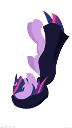 Size: 1800x3200 | Tagged: semi-grimdark, artist:rockhoppr3, derpibooru import, twilight sparkle, pony, unicorn, fanfic:friendship is tragic, broken horn, cloak, clothes, crying, falling, horn, image, lineless, png, simple background, solo, suicide, transparent background, vent art