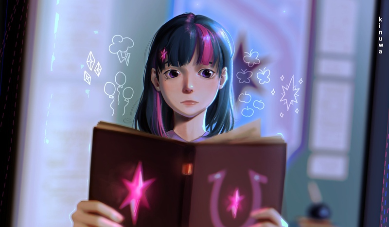 Size: 2318x1353 | Tagged: safe, artist:kinuwa, derpibooru import, twilight sparkle, human, equestria girls, book, image, jpeg, solo