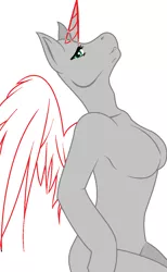 Size: 788x1280 | Tagged: safe, artist:djdupstep15, derpibooru import, oc, unofficial characters only, alicorn, anthro, alicorn oc, base, breasts, featureless breasts, female, horn, image, png, simple background, solo, white background, wings