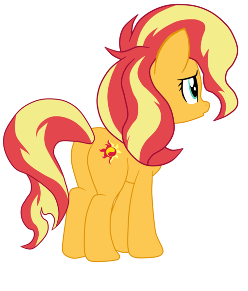 Size: 1860x2186 | Tagged: safe, artist:gmaplay, derpibooru import, sunset shimmer, pony, unicorn, bunset shimmer, butt, image, png, rear view, solo