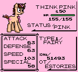 Size: 159x147 | Tagged: safe, artist:musicfirewind, derpibooru import, oc, oc:think pink, unofficial characters only, pony, unicorn, image, pixel art, png, pokedex, pokémon, solo, true res pixel art