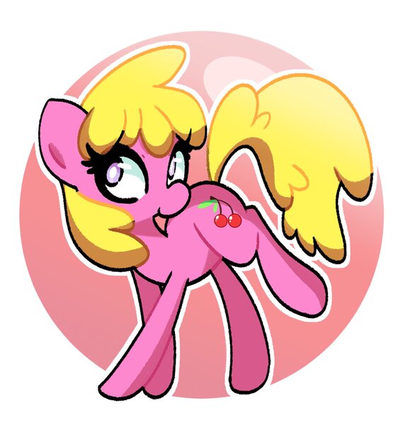 Size: 1600x1679 | Tagged: safe, artist:kindakismet, derpibooru import, cherry berry, earth pony, pony, circle background, female, image, jpeg, mare, simple background, solo, white background